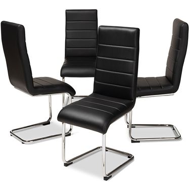 Marlys Modern And Contemporary Black Faux Leather Upholstered Dining Chair (Set Of 4)