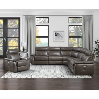 Maroni Dark Brown Power Reclining Sectional With Power Headrest