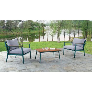 Marsha 3 Piece Outdoor Set In Gray/Green/Oak