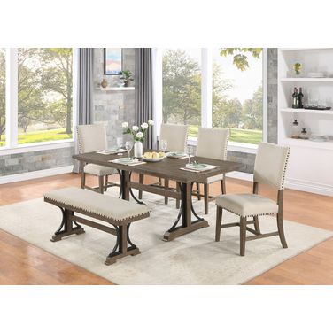Martha Dining Room Set In Brown Oak Mdf Wood