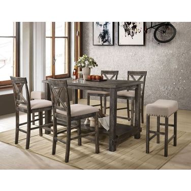 Martha II Counter Height Dining Room Set (Weathered Gray)