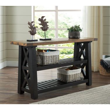 Martin Svensson Home Bolton 55 Inch Solid Wood Sofa Table In Black Stain And Natural