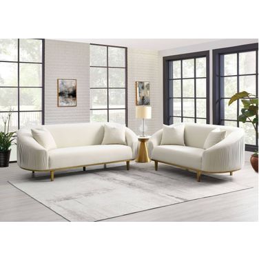 Martina Living Room Set with Pillows In Ivory