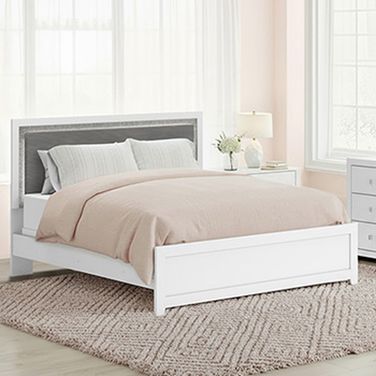 Marzoni Full Upholstered Panel Headboard In White and Gray