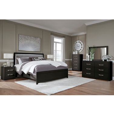 Marzoni King Upholstered Panel Headboard In Black and Gray