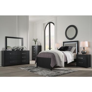 Marzoni Youth Upholstered Panel Bedroom Set In Black
