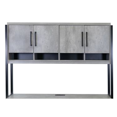 Mason Wood Laminate Hutch with Wood Doors In Concrete Gray