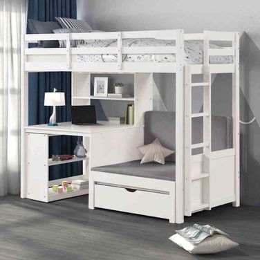 Mateo Twin/Workstation Loft Bed In White
