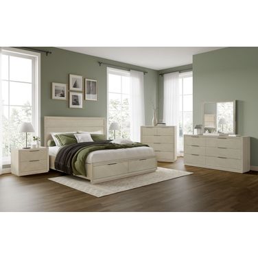 Matrix Platform Bedroom Set in Cerused Linen