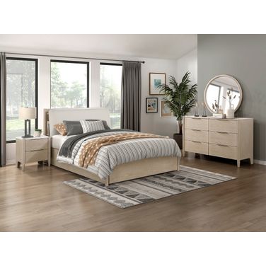 Matteo Platform Bedroom Set with Footboard Storage In Natural and Oak