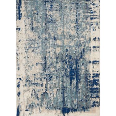Maxell Ivory and Blue 3'10" x 5'10" Modern Area Rug