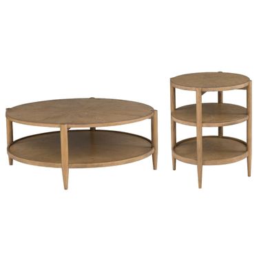Maxwell Round Occasional Table Set In Sunlit Oak