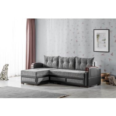 Maya Upholstered Convertible Sectional with Storage In Gray