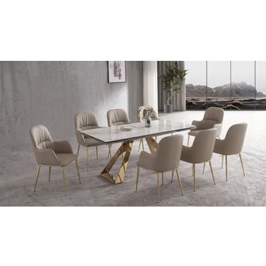 MC Orleans Extension Dining Room Set in White and Gold
