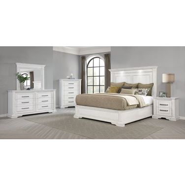 McKinney LED Light Panel Bedroom Set In Vintage White
