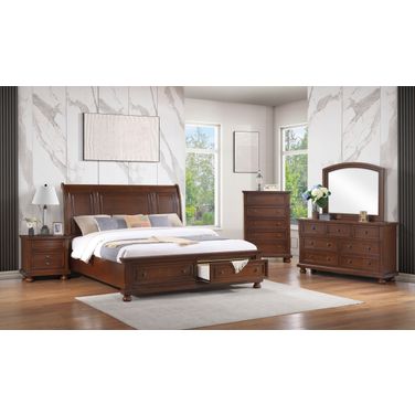 Meade Sleigh Storage Bedroom Set In Dark Cherry