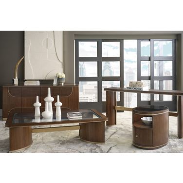 Melange Contours Occasional Table Set In Dark Wood