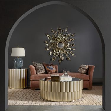 Melange Time Flies Occasional Table Set In Champagne Silver