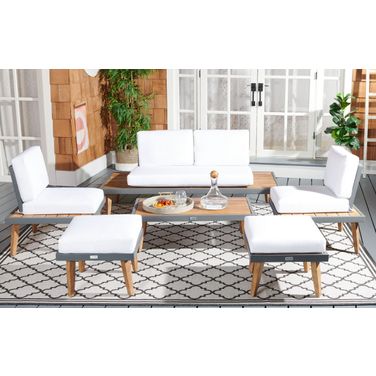 Melbrook 6 Piece Living Set and Black and White Cushion In Natural