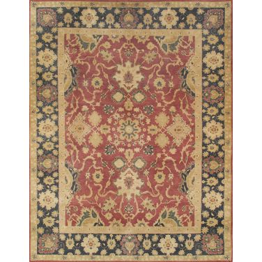 Melody Collection Hand-Knotted Lamb's Wool Area Rug-10' x 13'10" In Black and Red