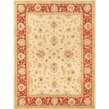 Melody Collection Hand-Knotted Lamb's Wool Area Rug- 8'10" x 11'10" In Ivory and Rust