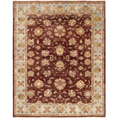 Melody Collection Hand-Knotted Lamb's Wool Area Rug- 9' x 11' 9" In Light Blue and Brown