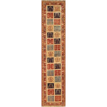 Melody Collection Hand-Knotted Lamb's Wool Runner- 2'10" x 12' 3" In Rust and Multi