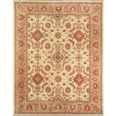 Melody Collection Hand-Knotted Lamb's Wool Runner 8' 1" x 10' 2" In Ivory and Gold