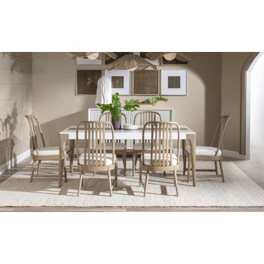 Melrose Rectangular Dining Room Set In Cloud White and Desert