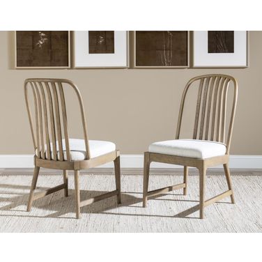 Melrose Spindle Back Side Chair Set of 2 In Cloud White and Desert Oak