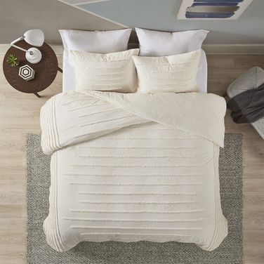 Mercer Cotton 3 Piece Queen Comforter Set In Ivory