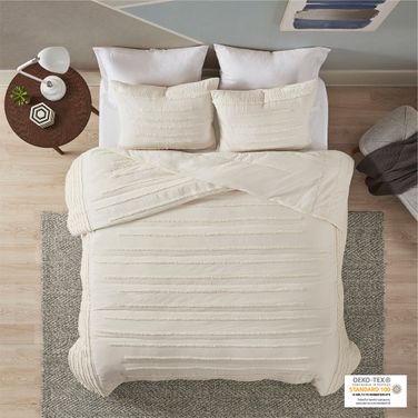 Mercer Cotton 3 Piece Queen Coverlet Set In Ivory