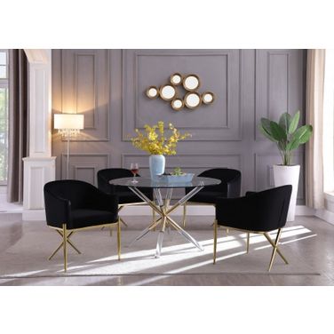Mercury Round Dining Room Set w/ Black Xavier Chairs