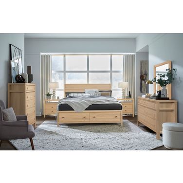 Merrifield Panel Storage Bedroom Set In Sandstone Beige