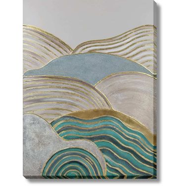 Mesmerizing Crest Ocean Abstraction Canvas Wall Art In Gold