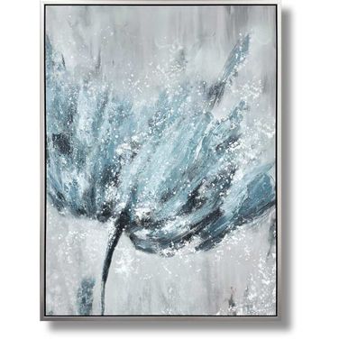 Mesmerizing Frosted Petal Burst Canvas Wall Art In Blue