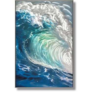Mesmerizing Ocean Wave Mixed Media Art Aluminum Wall Art In Multi