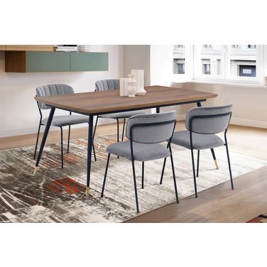 Messina and Carlo Gray Velvet 5-Piece Rectangular Dining Set