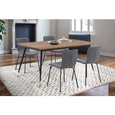 Messina and Gillian Light Grey Fabric Rectangular Dining Room Set