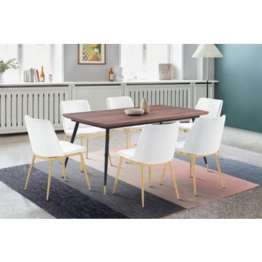 Messina White Velvet Rectangular Dining Room Set