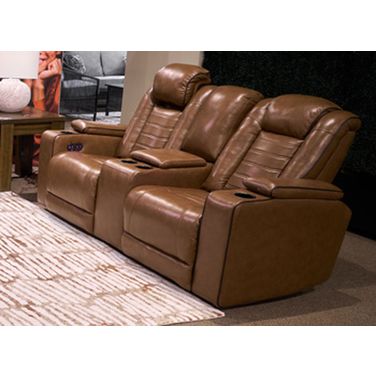Mestrino Power Reclining Loveseat with Console In Amber