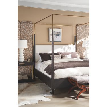 Metal Canopy Poster Bedroom Set In Mocha