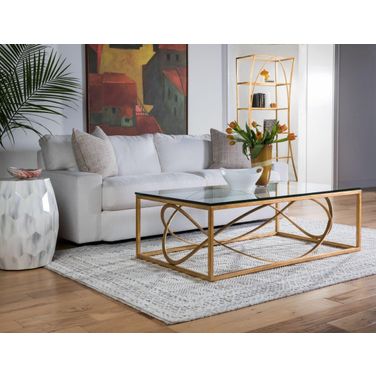 Metal Designs Gold Leaf Ellipse Rectangular Occasional Table Set