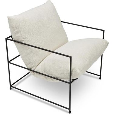 Metro Trent Accent Chair In White Boucle Upholstery