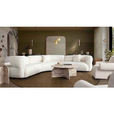 Micah 3PC Sectional In Elite Ivory Polyester Fabric