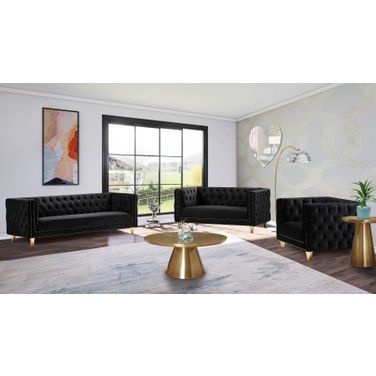 Michelle Black Velvet Living Room Set