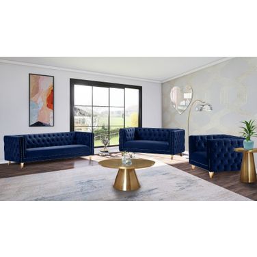 Michelle Navy Velvet Living Room Set