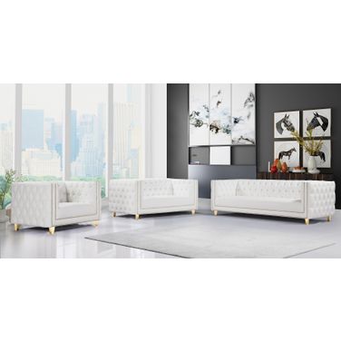 Michelle White Faux Leather Living Room Set