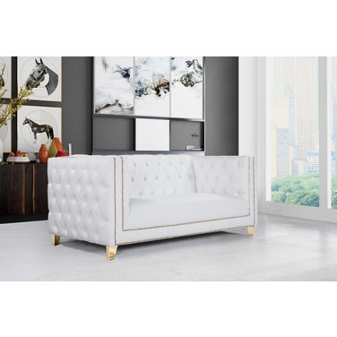 Michelle Vegan Leather Loveseat In White