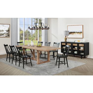 Middleton 106 Inch Extension Leaf Dining Room Set In Natural and Black